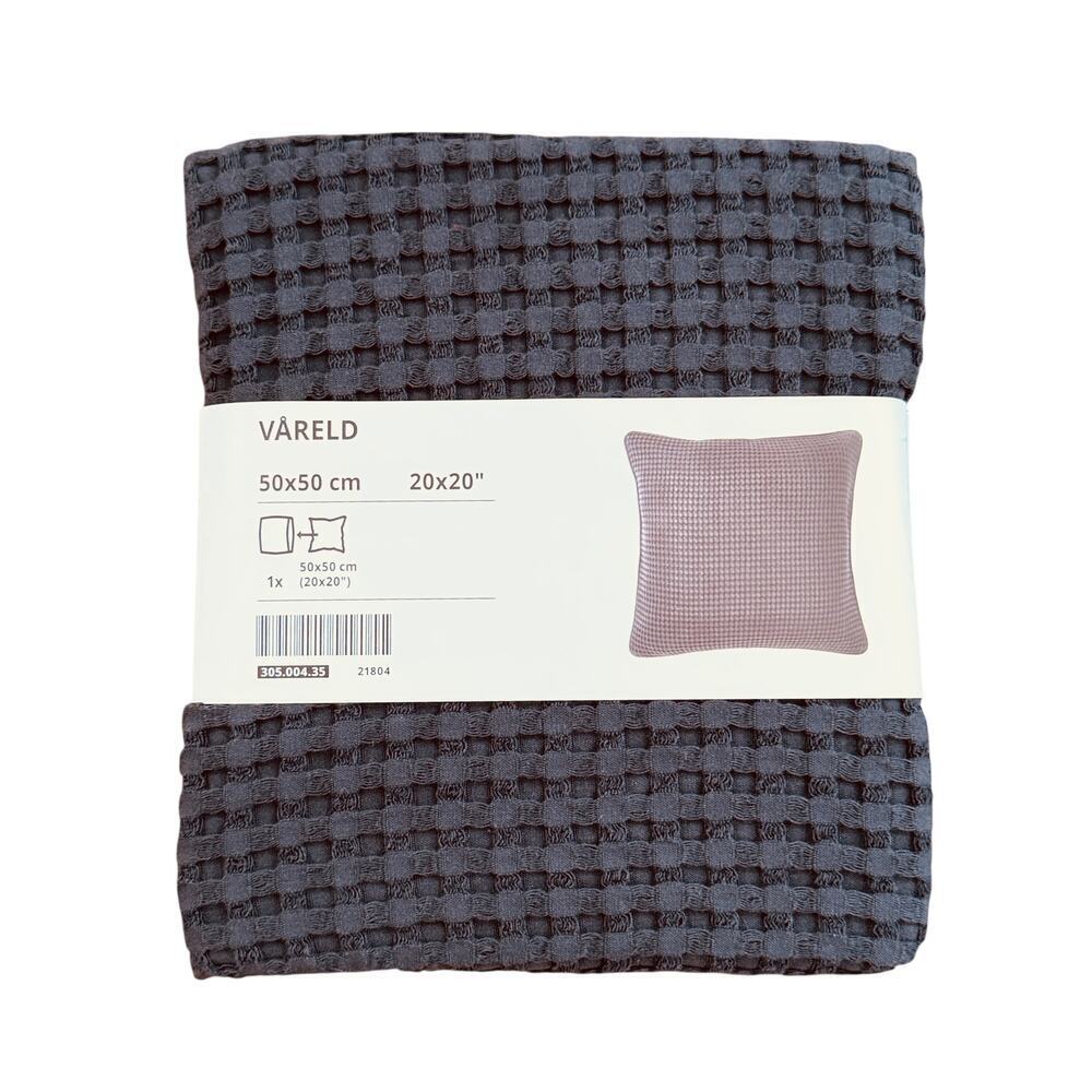 IKEA VARELD Gray Cotton Waffle Knit Pillow Cover 20" x 20"